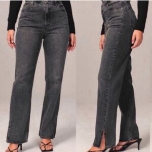 Abercrombie & Fitch Women's Charcoal 90s Straight Ultra High Rise Jeans 0